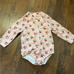 Janie & Jack Strawberry Floral Baby Rashguard Swimsuit